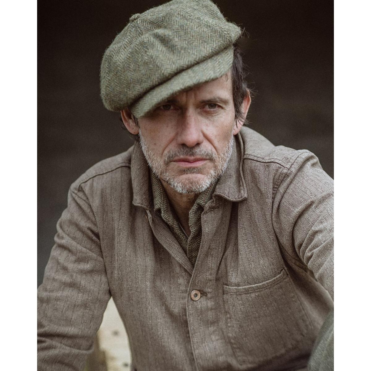 Suede-Patch Herringbone Workshirt Brown Multi - Shirts