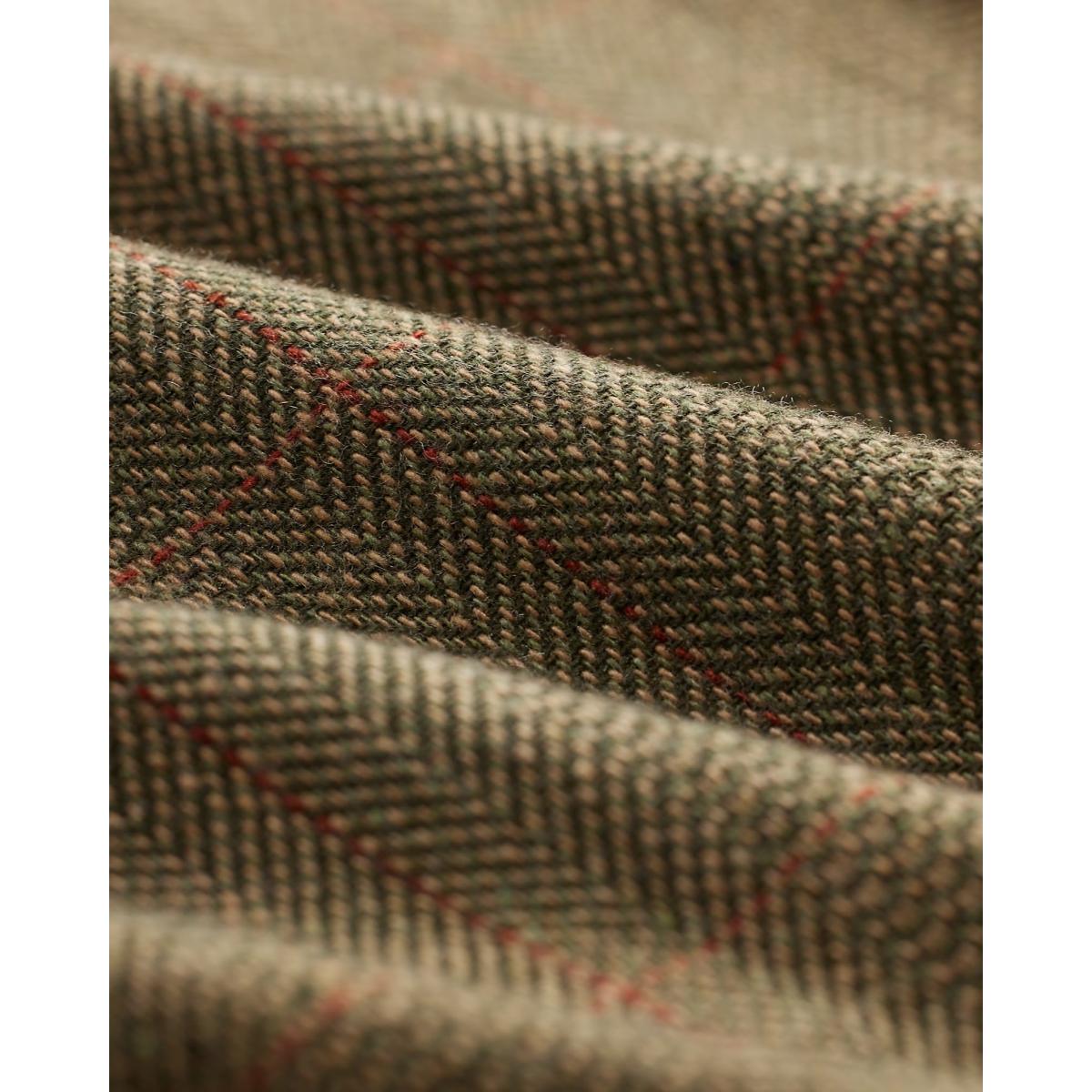 Suede-Patch Herringbone Workshirt Brown Multi - Shirts