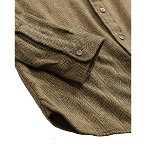 Suede-Patch Herringbone Workshirt Brown Multi - Shirts