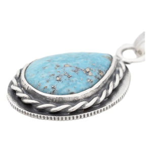 Teardrop Wire Rim Turquoise Pendant - Necklace