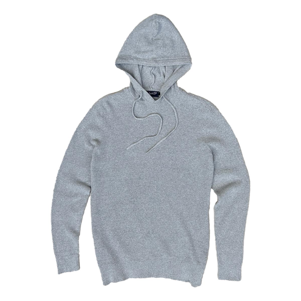 Textured Cotton Blend Hooded Sweater Lt Granite - hooded