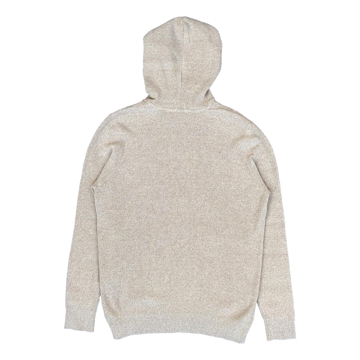 Textured Cotton Blend Hooded Sweater Oatmeal - hooded