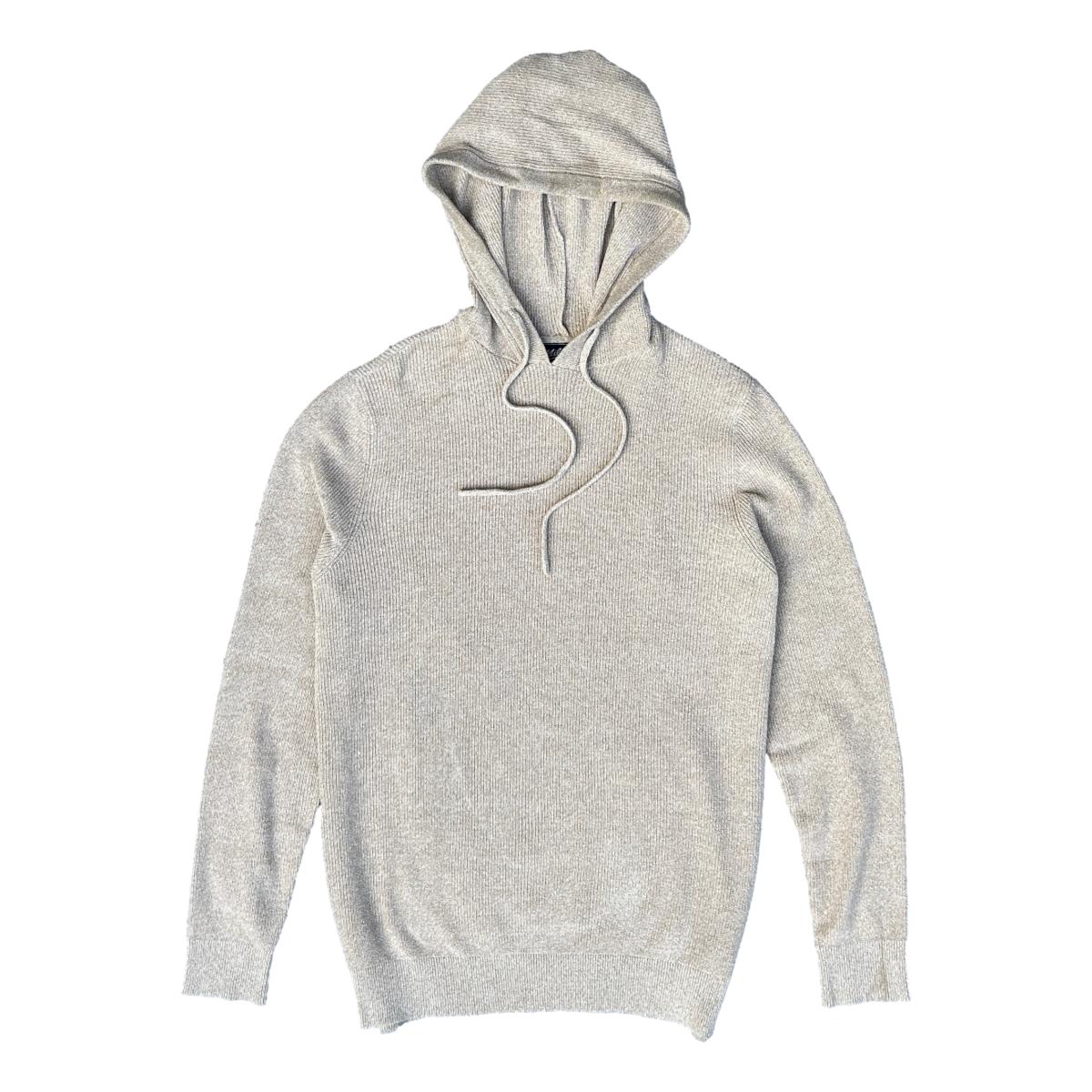 Textured Cotton Blend Hooded Sweater Oatmeal - hooded