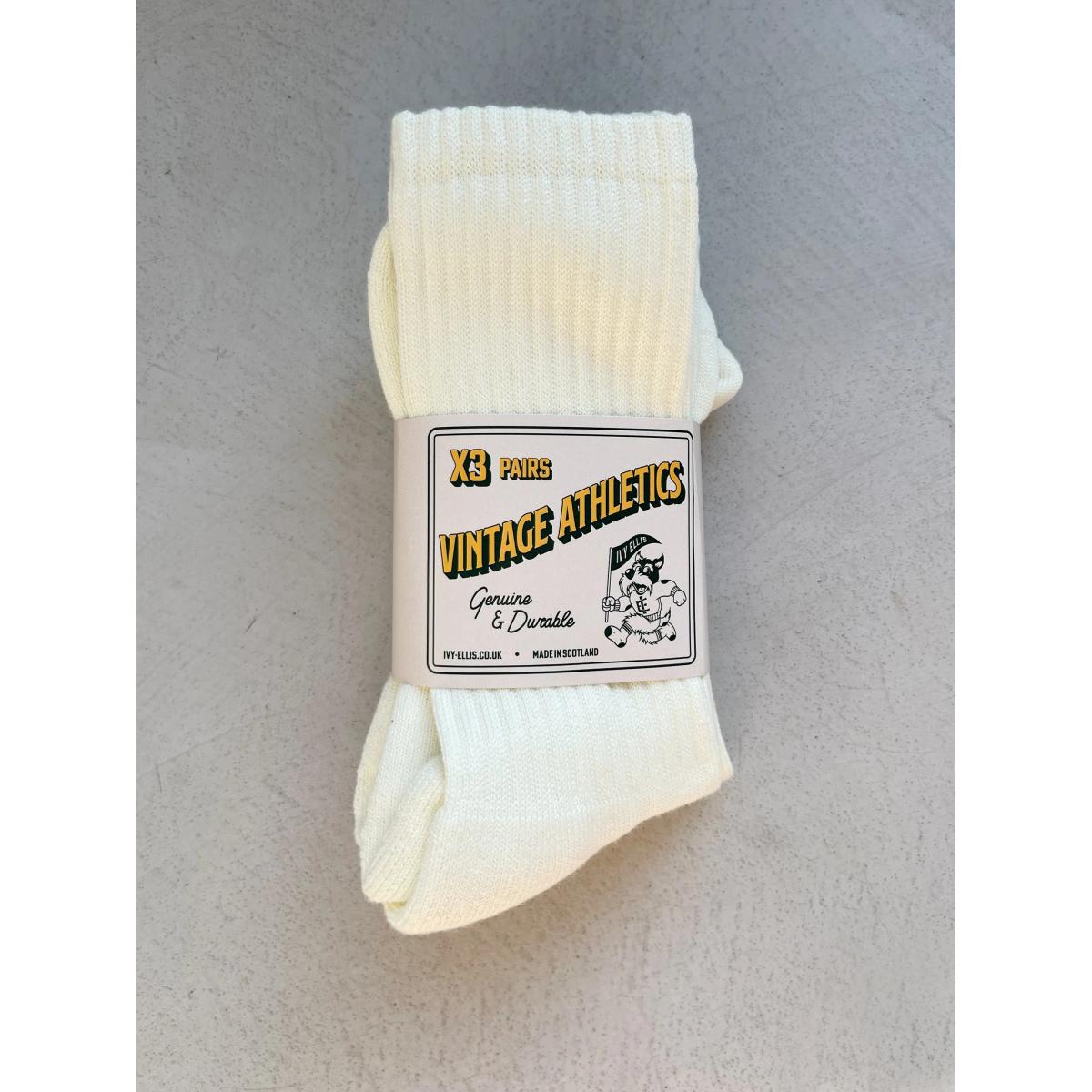The Vintage Athletic Triple Pack Ecru - Socks