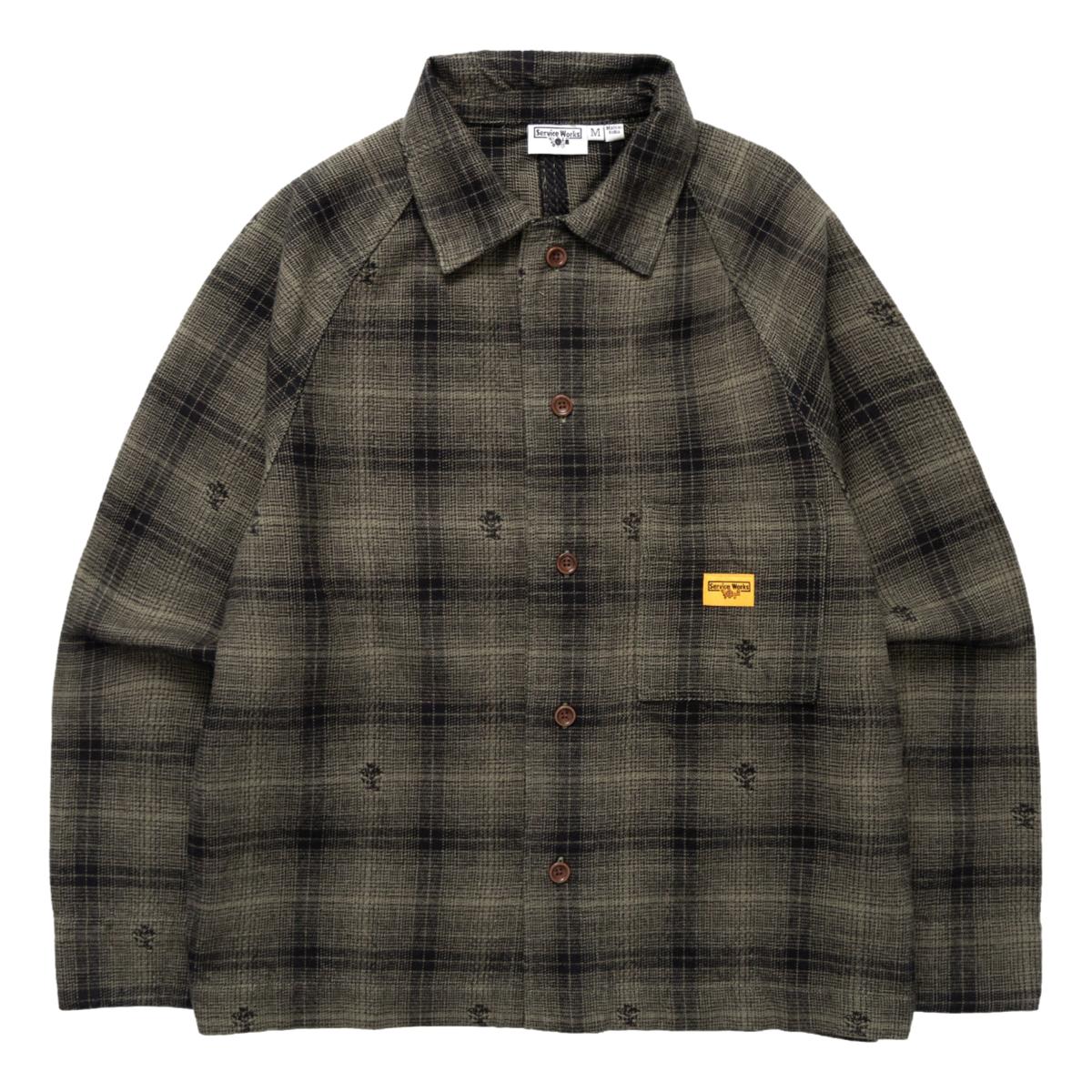 Thistle Plaid Front Of House Jacket Olive - Chore Coat