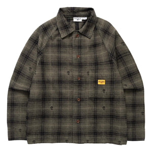 Thistle Plaid Front Of House Jacket Olive - Chore Coat