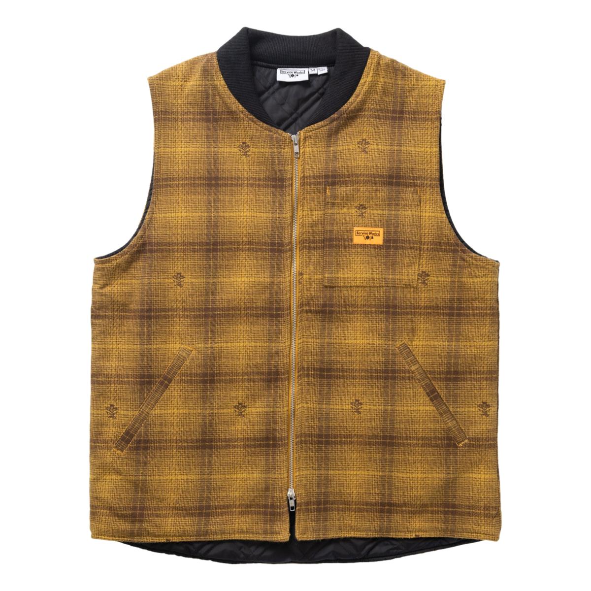 Thistle Plaid Padded Work Vest Ochre - Vest