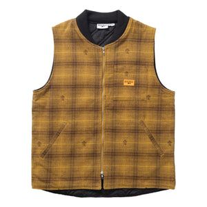 Thistle Plaid Padded Work Vest Ochre - Vest