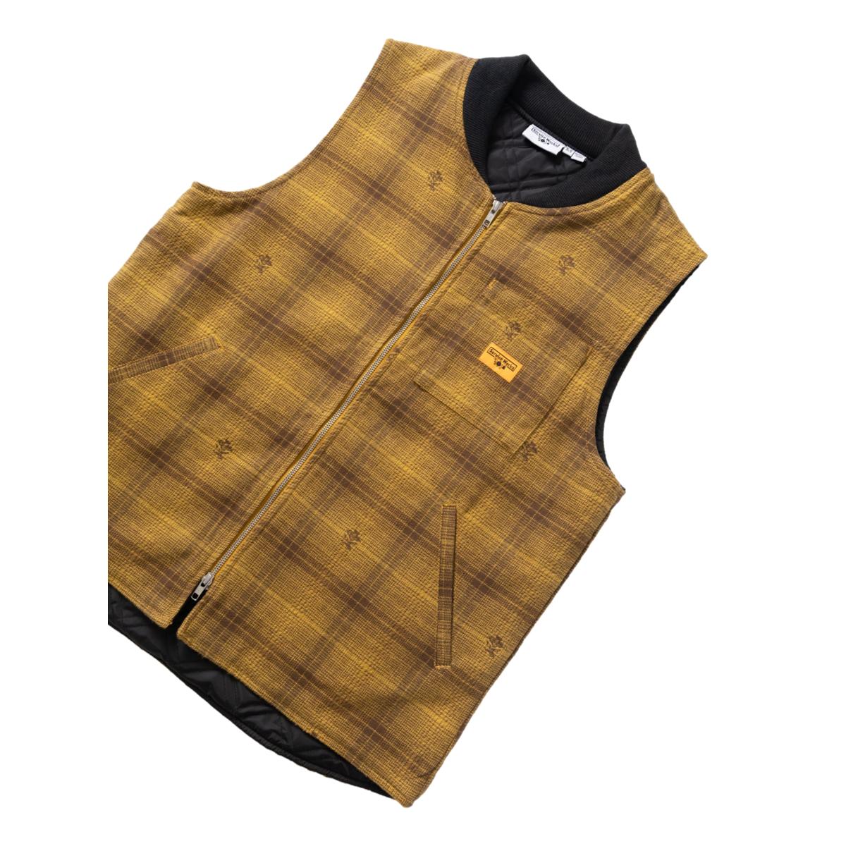 Thistle Plaid Padded Work Vest Ochre - Vest