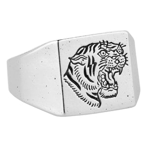 Tiger Signet Ring Silver - ring