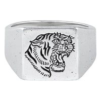 Tiger Signet Ring Silver - ring