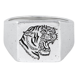 Tiger Signet Ring Silver - ring