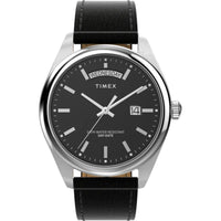 Timex Legacy 41mm Leather Strap Watch Black Dial - watch