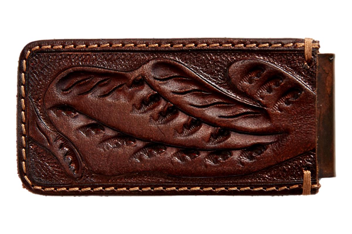 Tooled-Leather Money Clip - money clip