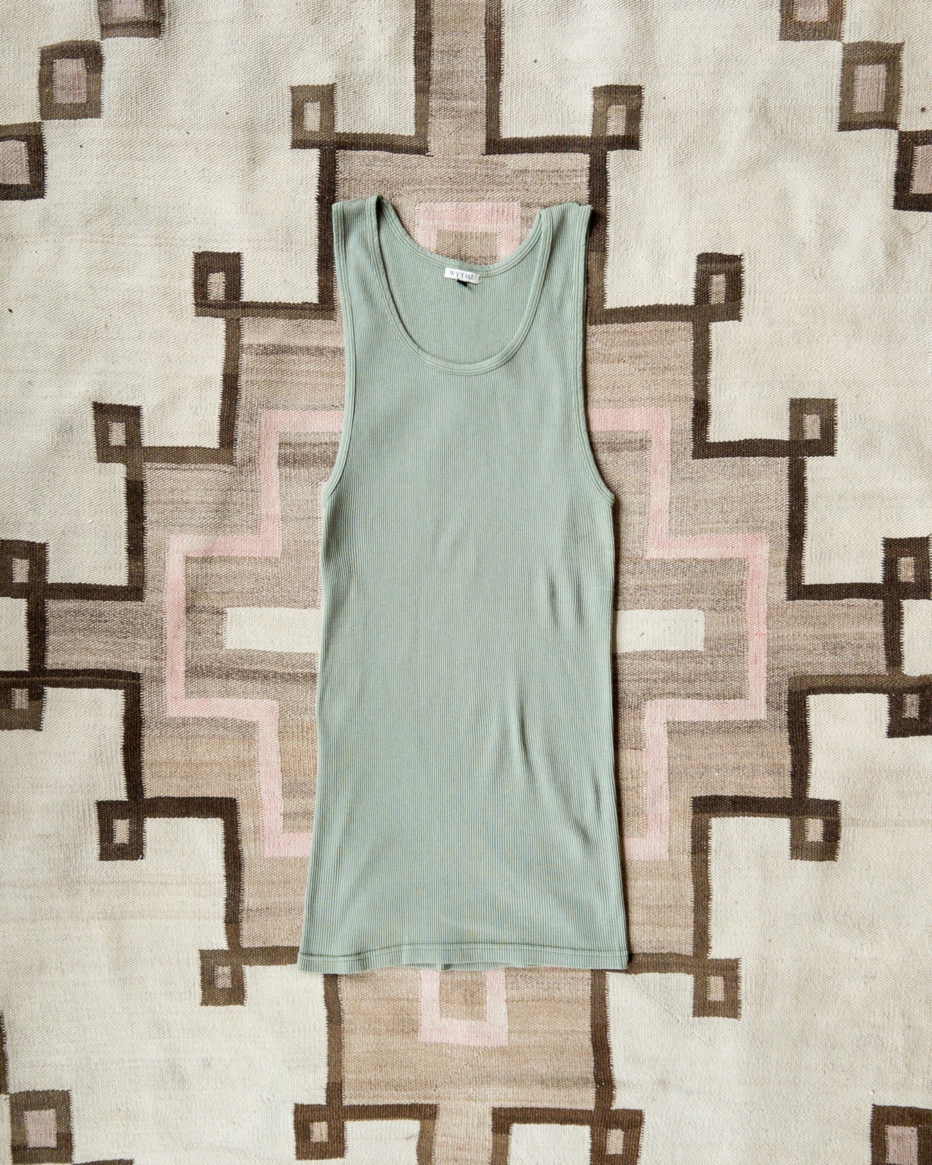 Tubular Cotton Ribbed Tank Top Faded Olive - Tank Top