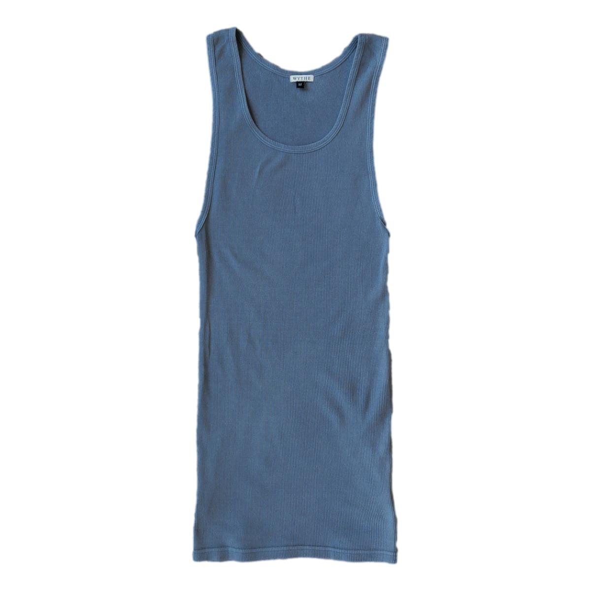 Tubular Cotton Ribbed Tank Top Indigo - Tank Top