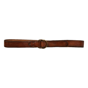 Tumbled Distressed Leather Double-O Ring Belt - Belts