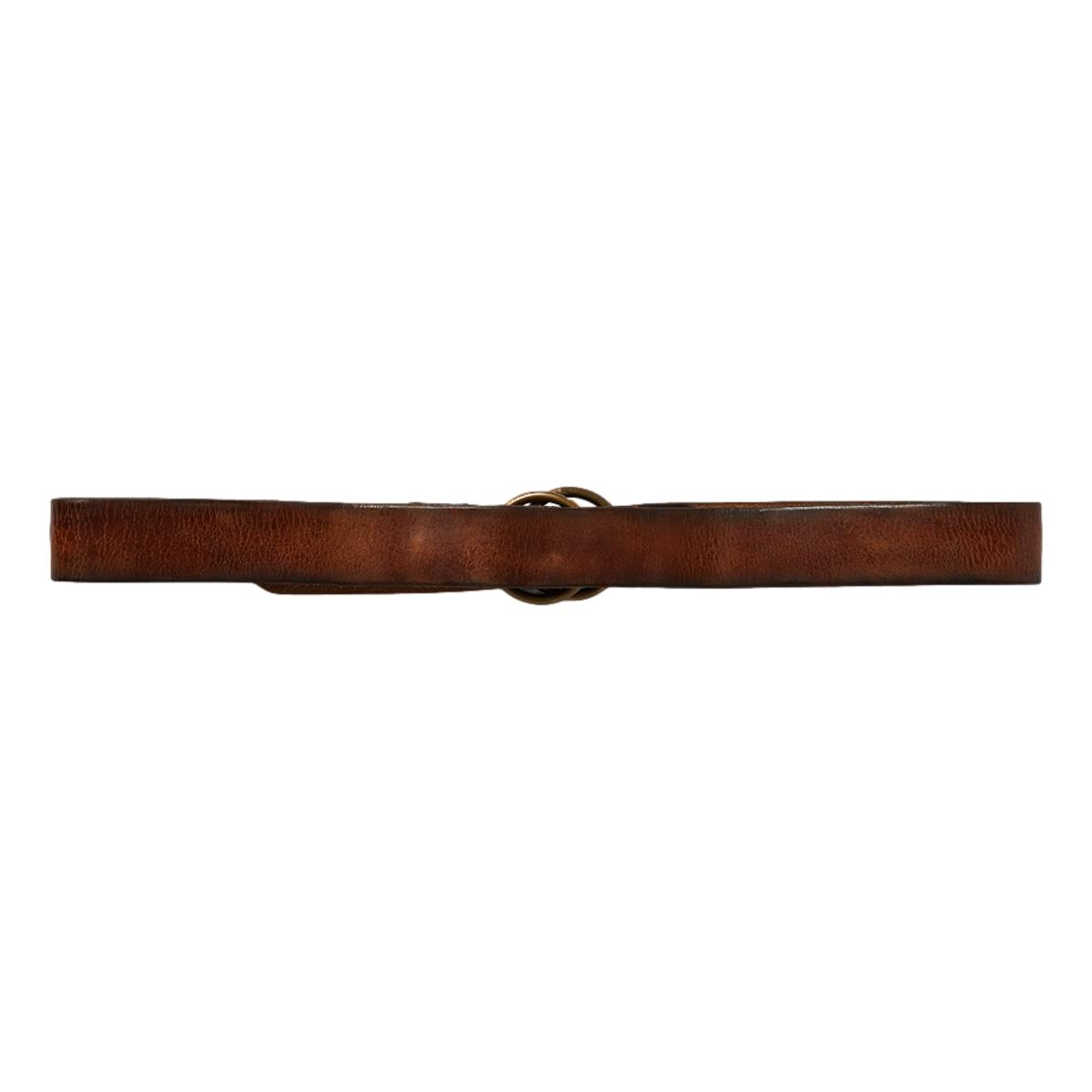 Tumbled Distressed Leather Double-O Ring Belt - Belts