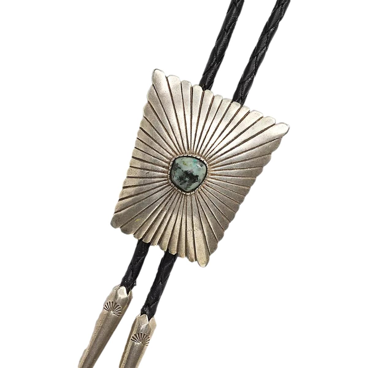 Turquoise & Leather Bolo Tie - Bolo Tie