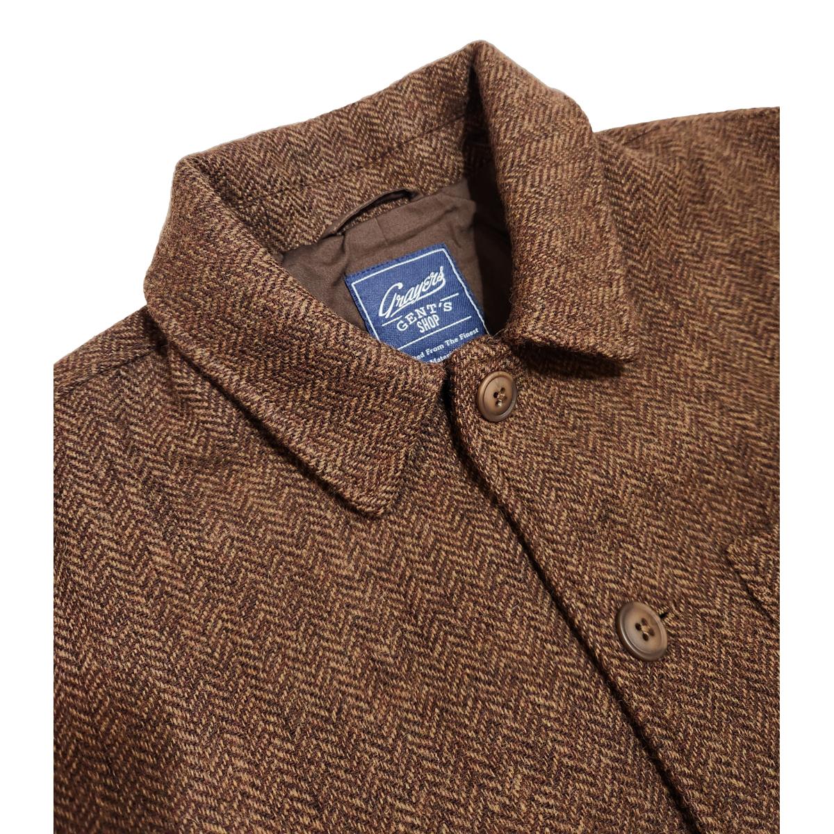 Tweed Industrial Jacket Brown Herringbone - Blazer