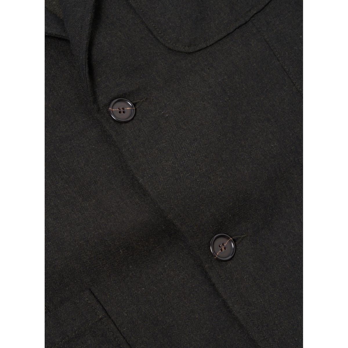 Two Button Jacket Olive Upcylced Italian Tweed - Jacket