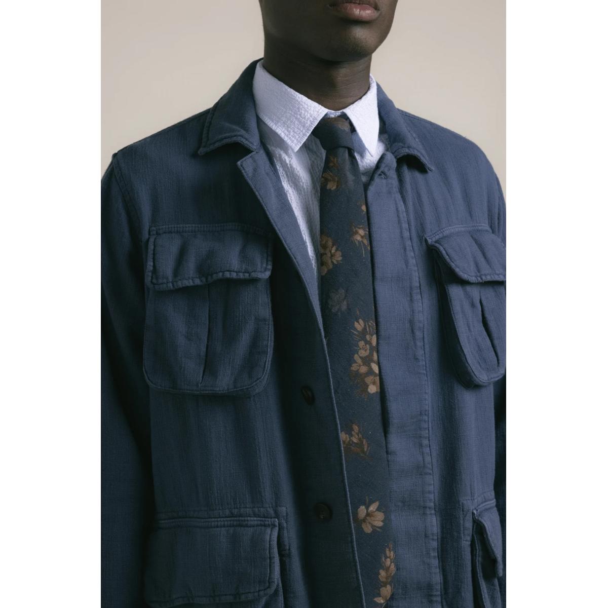 Tyndrum Field Jacket in Navy Slub Cotton - Jacket