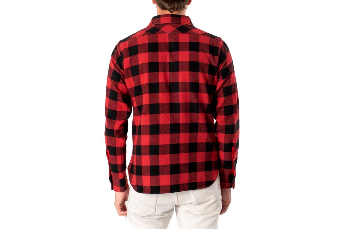 Ultra Heavy Flannel Buffalo Check Work Shirt Red Black -