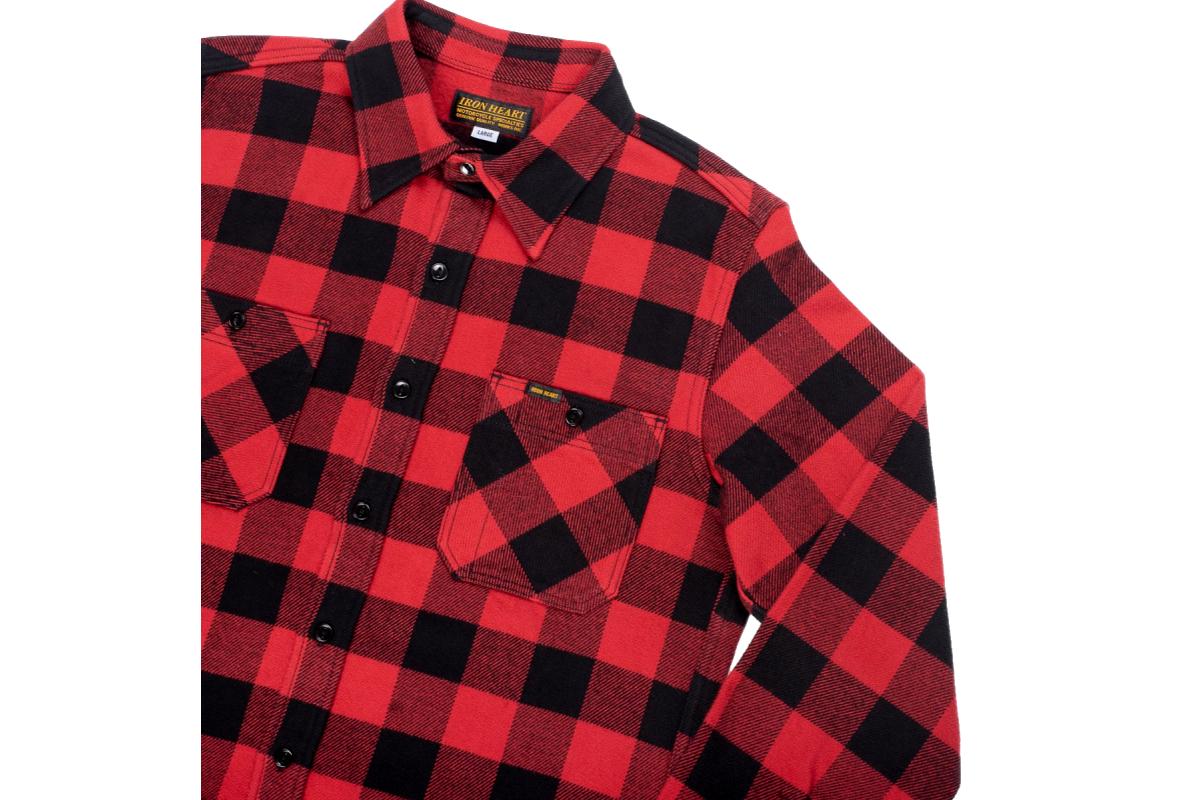 Ultra Heavy Flannel Buffalo Check Work Shirt Red Black -