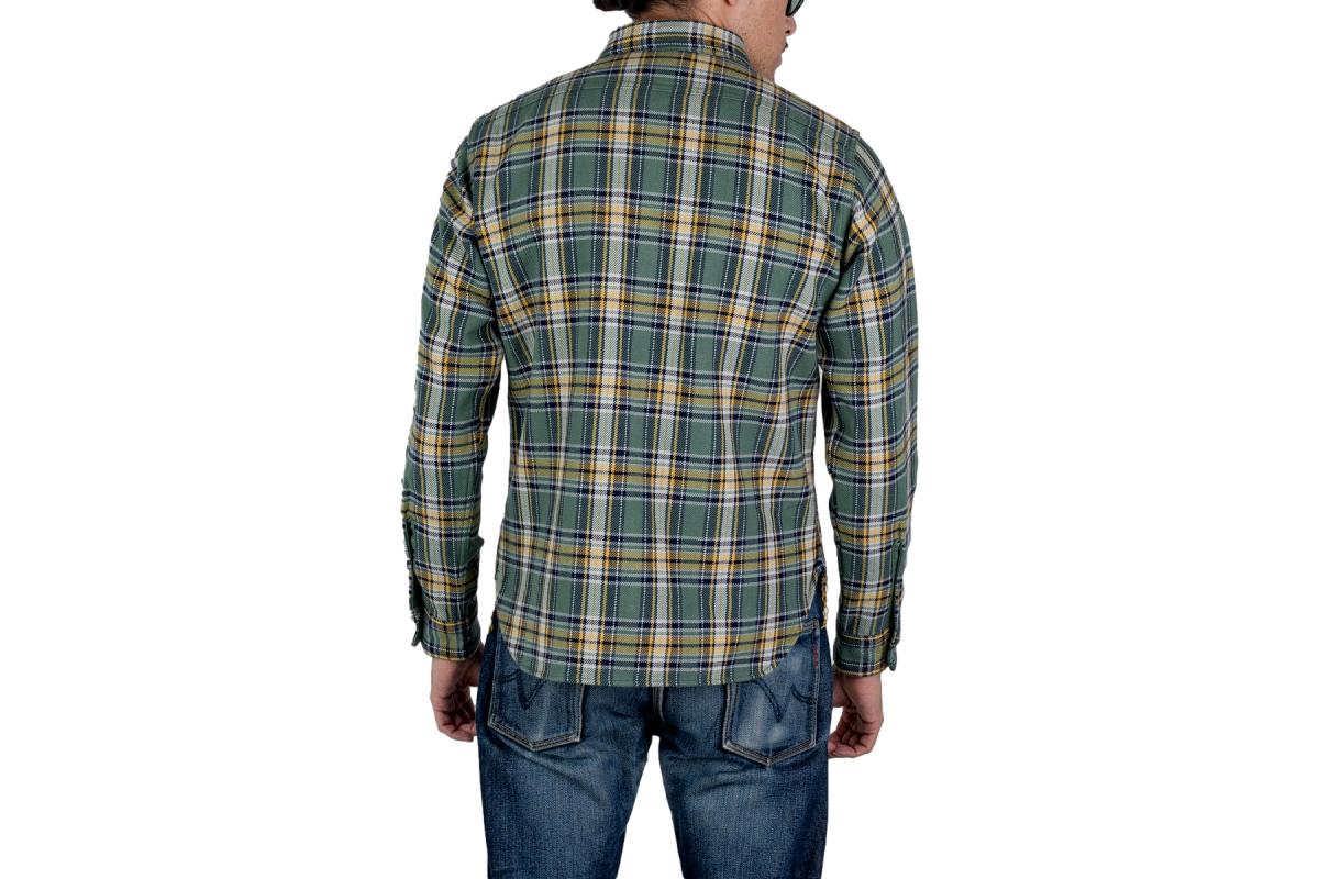 Ultra Heavy Flannel Tartan Check Work Shirt Green - Shirtis