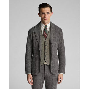 Unconstructed Herringbone Sport Coat Black/White - Blazer