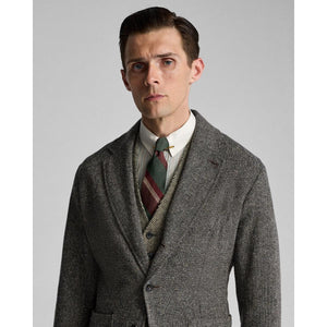 Unconstructed Herringbone Sport Coat Black/White - Blazer