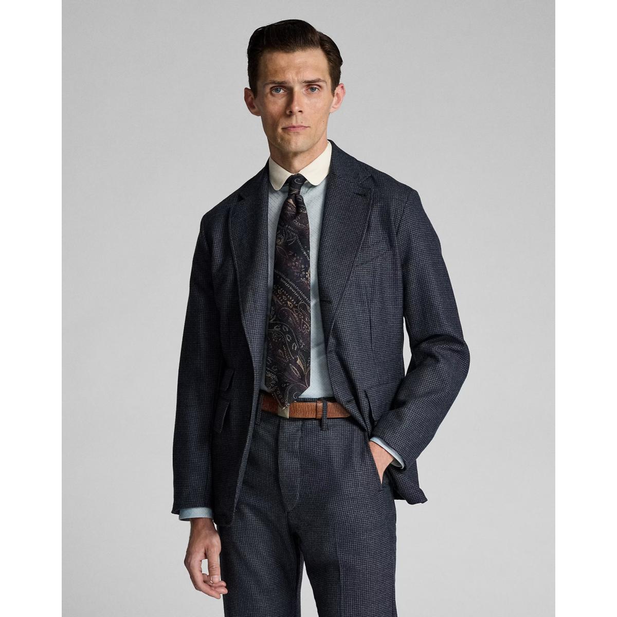 Unconstructed Houndstooth Sport Coat Navy/Black Multi