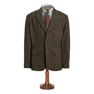 Unconstructed Wool Twill Sport Coat Brown Multi - Blazer
