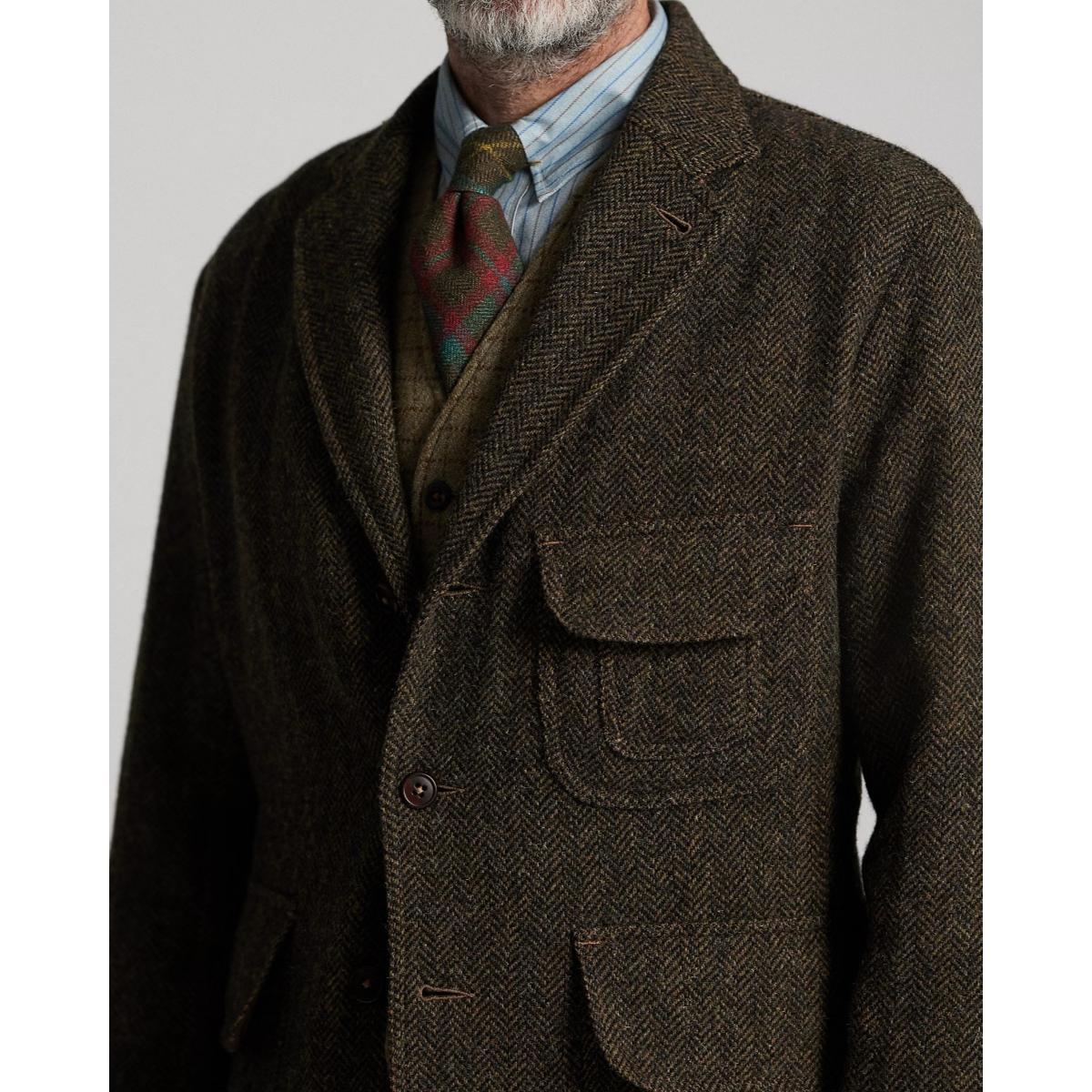 Unconstructed Wool Twill Sport Coat Brown Multi - Blazer