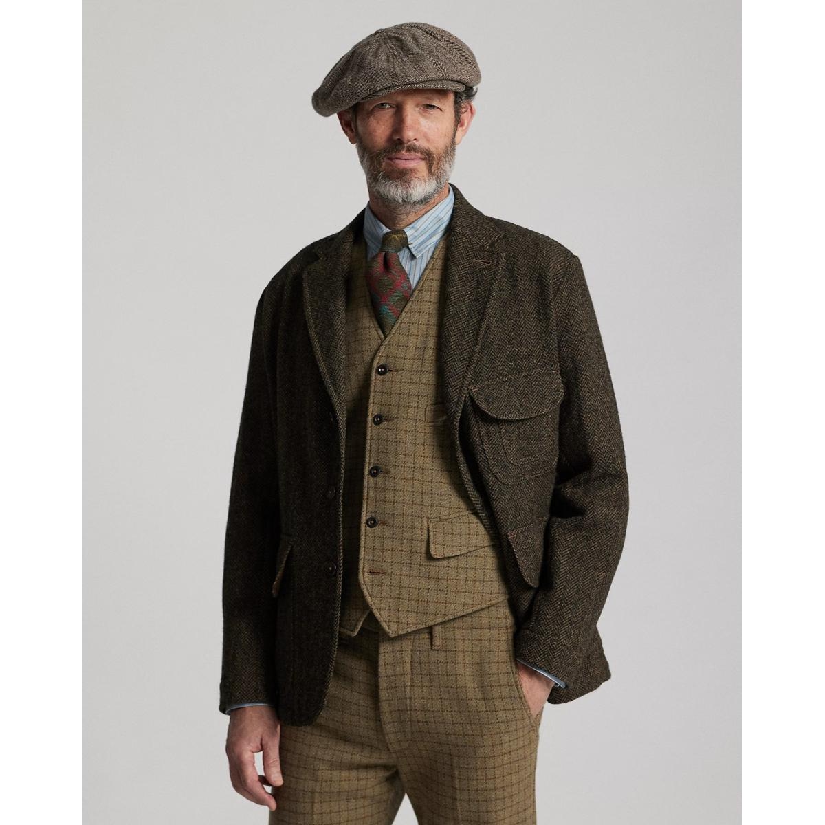 Unconstructed Wool Twill Sport Coat Brown Multi - Blazer