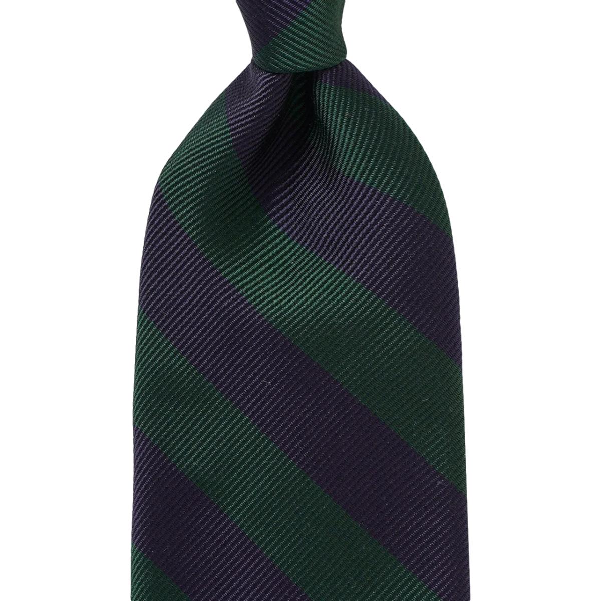 Untipped Narrow Tie Regimental Stripe Green - Tie