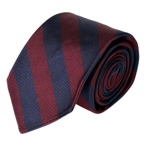 Untipped Narrow Tie Regimental Stripe Red - Tie
