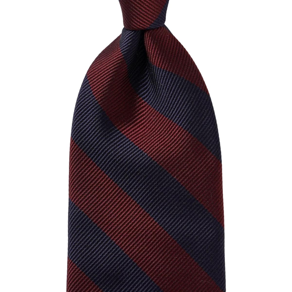 Untipped Narrow Tie Regimental Stripe Red - Tie