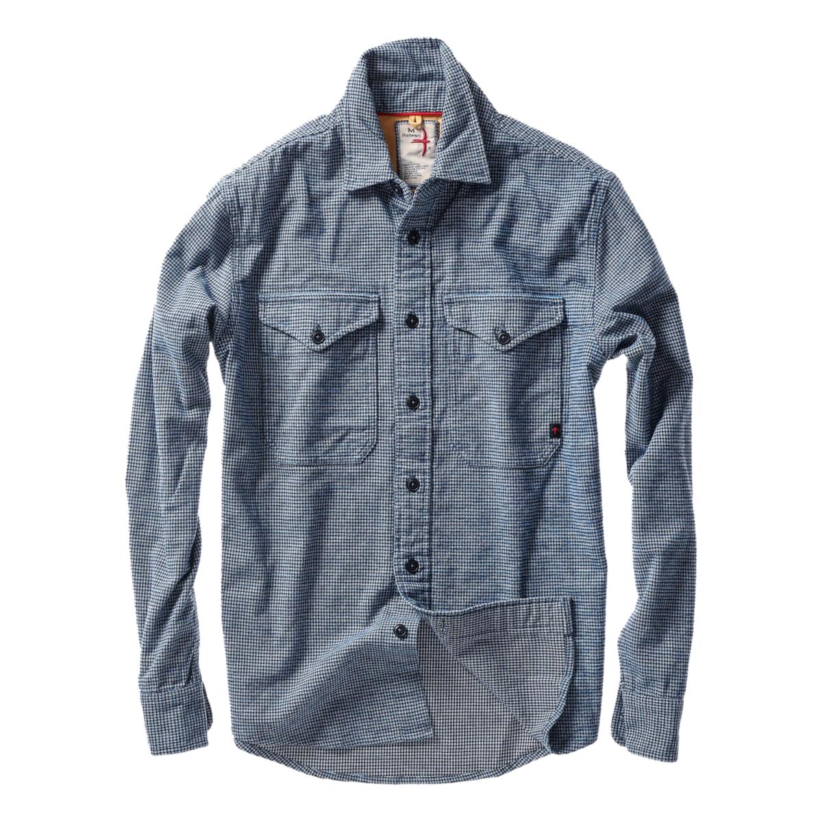 Utility Workshirt Blue White Navy Houndstooth - Shirts
