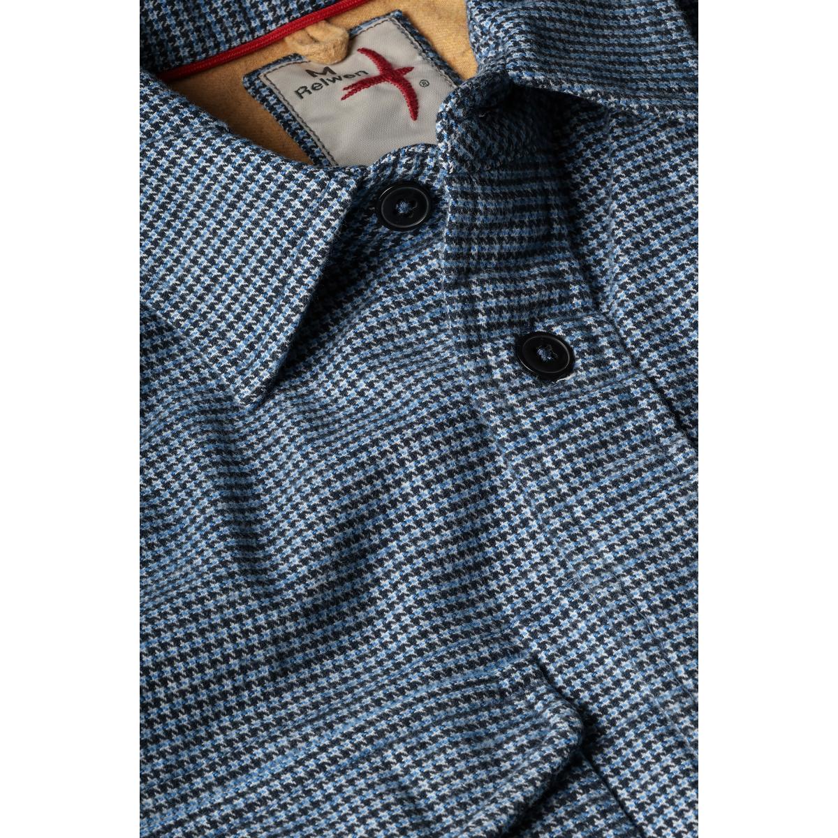 Utility Workshirt Blue White Navy Houndstooth - Shirts