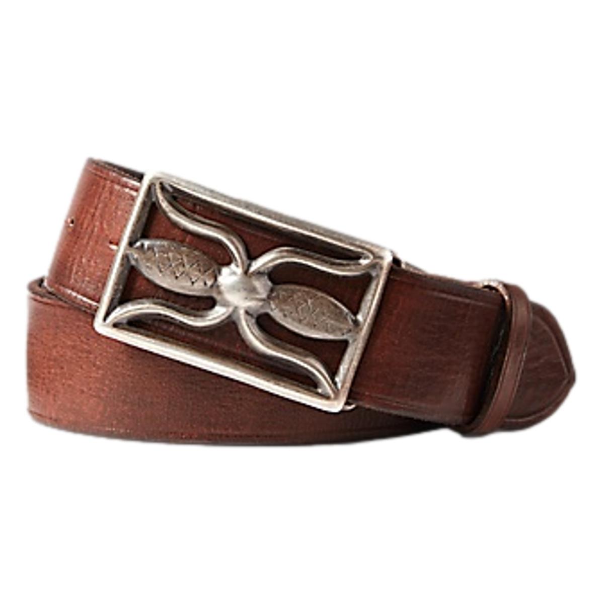 Vintage Brown Leather Hawkins Belt With Metal Buckle - Belts