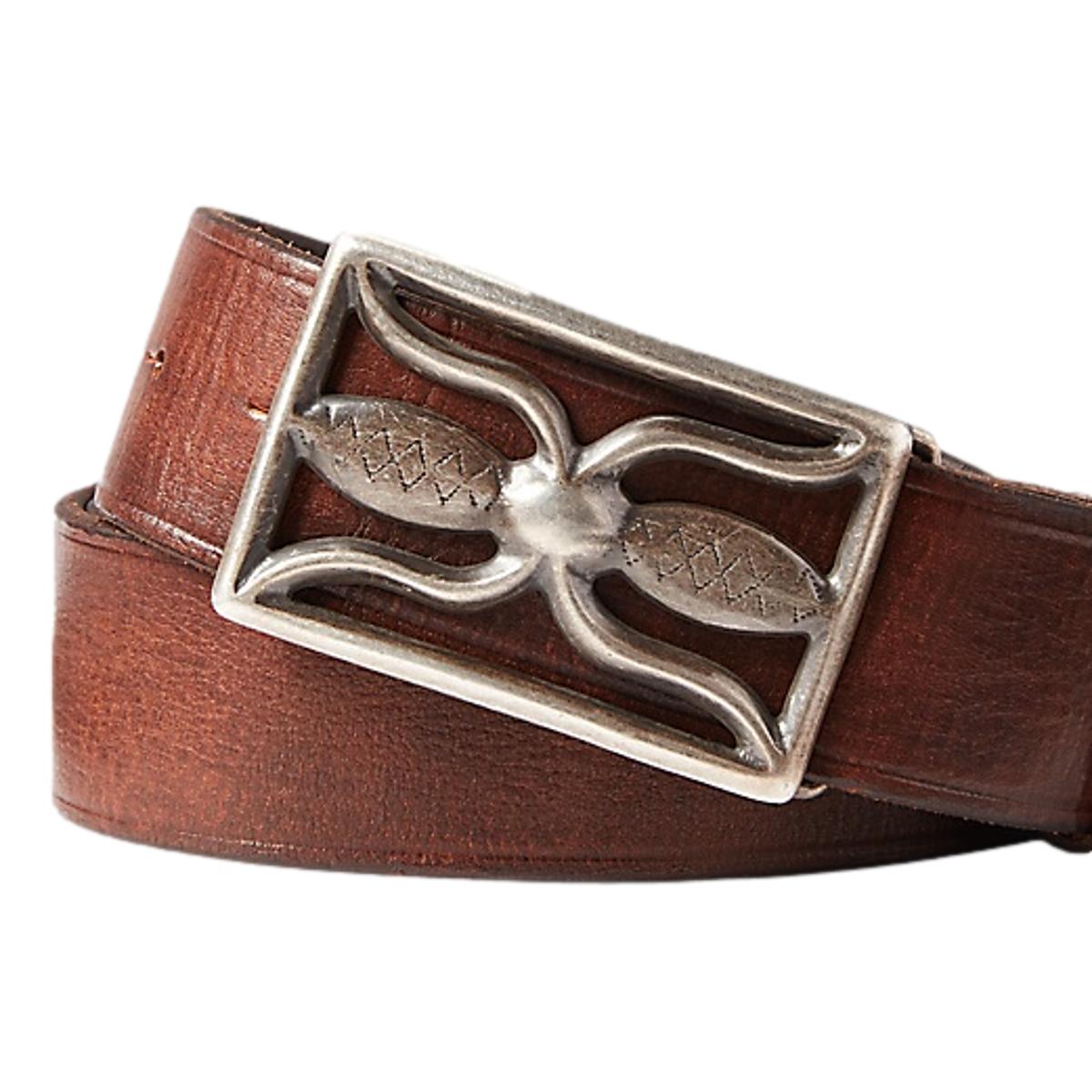 Vintage Brown Leather Hawkins Belt With Metal Buckle - Belts