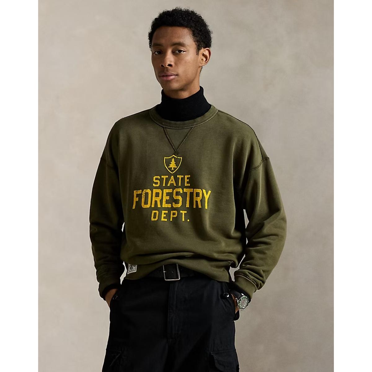 Vintage Fit Fleece Graphic Sweatshirt Company Olive