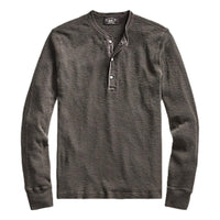 Waffle-Knit Cotton Henley Faded Black Canvas - Henley