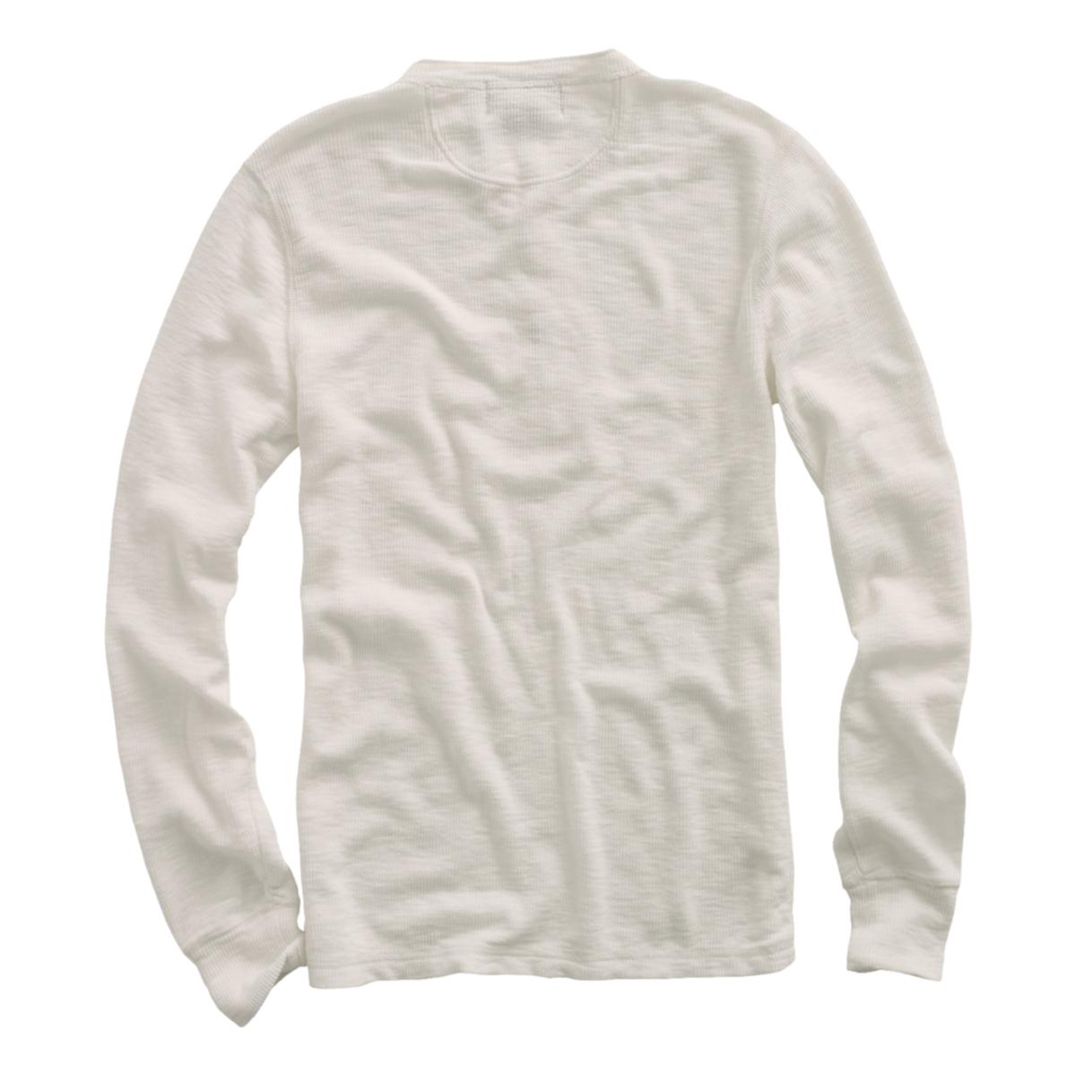 Waffle-Knit Cotton Henley Paper White - Henley