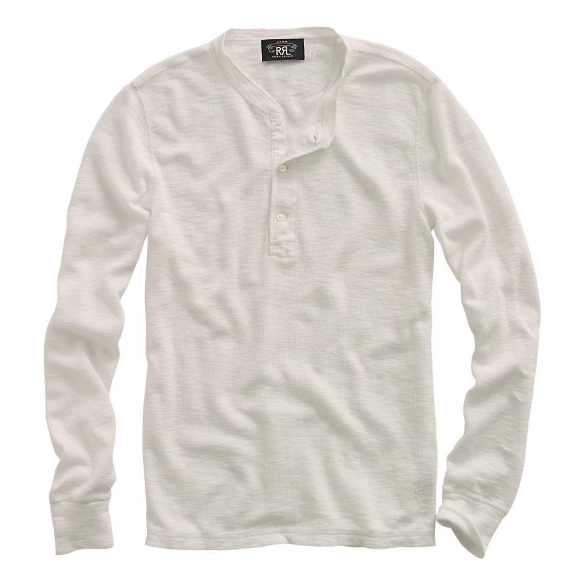 Waffle-Knit Cotton Henley Paper White - Henley