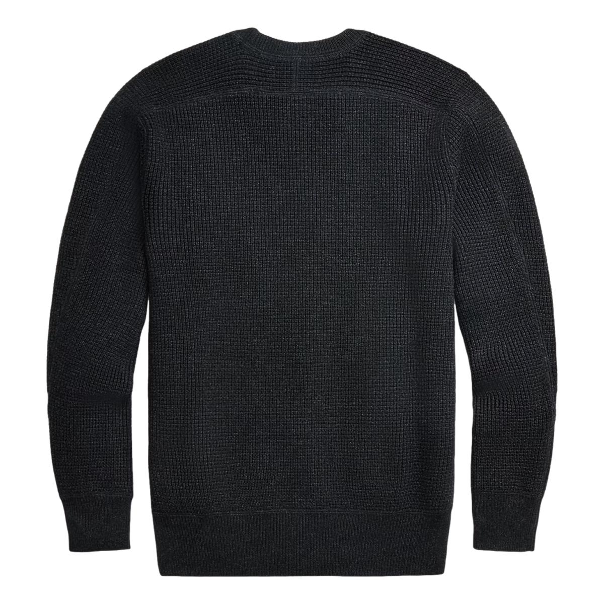 Waffle-Knit Cotton-Wool Sweater Black Heather - Sweater