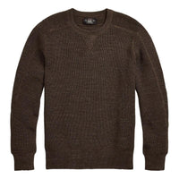 Waffle-Knit Cotton-Wool Sweater Dark Olive Heather - Sweater