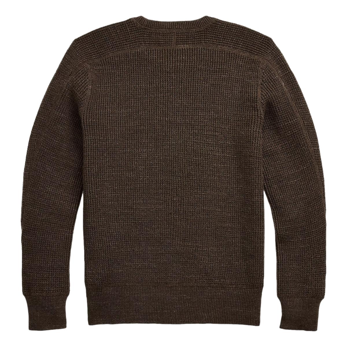 Waffle-Knit Cotton-Wool Sweater Dark Olive Heather - Sweater