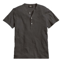 Waffle-Knit Short-Sleeve Henley Shirt Faded Black Canvas -